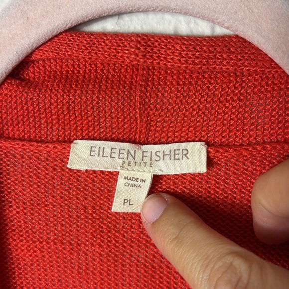 Eileen Fisher 100% Linen Orange Open Front Cardigan size P L - Picture 3 of 7